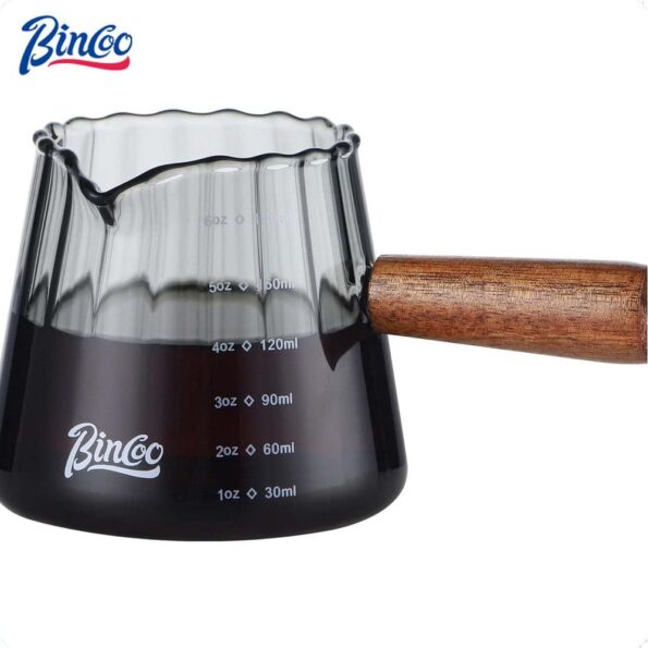 Ly espresso Bincoo có vạch 180ml tay gỗ